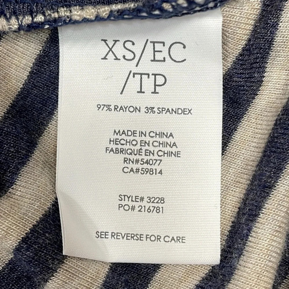 NWOT Cabi #3228 Ernest Knit Long Sleeve Tee Tunic Top Navy Oatmeal Striped XS - Picture 12 of 16